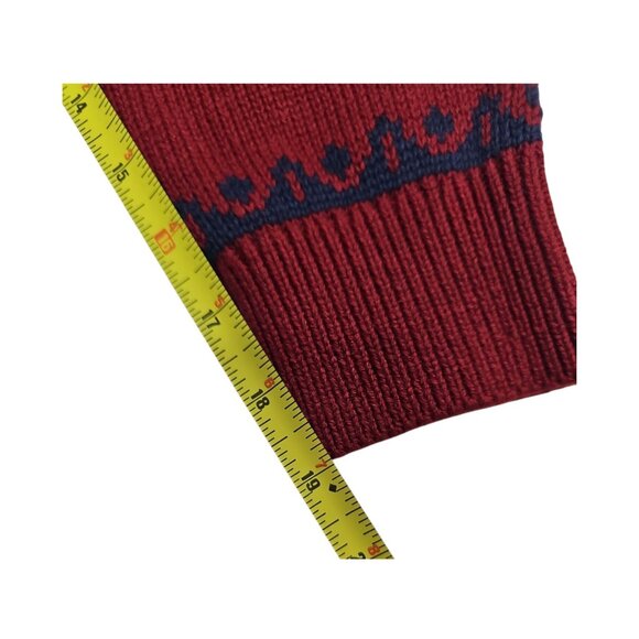 IZOD Biking Red Mens Fairisle Quarter Zip Sweater Large - Picture 7 of 11